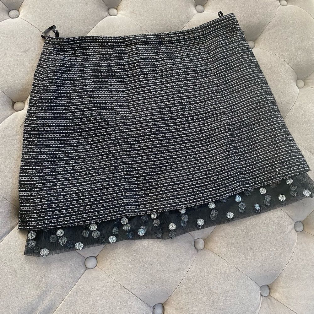 🚫SOLD🚫CHANEL Striped and Polka-Dot Knee-Length Trapezoid Skirt Size 40 - Picture 1 of 7